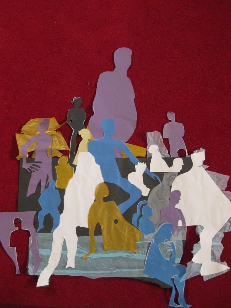 a sort of human pyramid