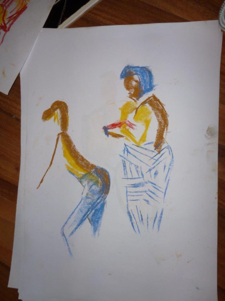 Artist Khadijah likes to use oil pastels I believe