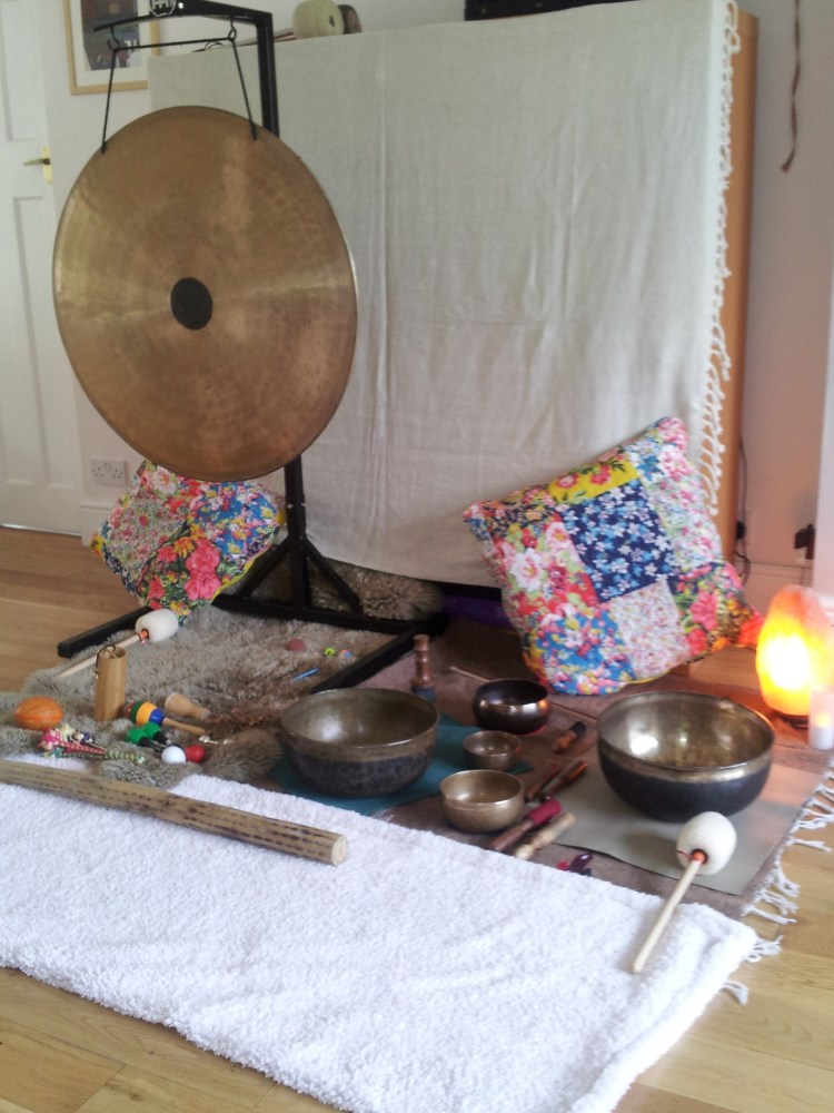 Some of Sarah's instruments from a soundbath I experienced